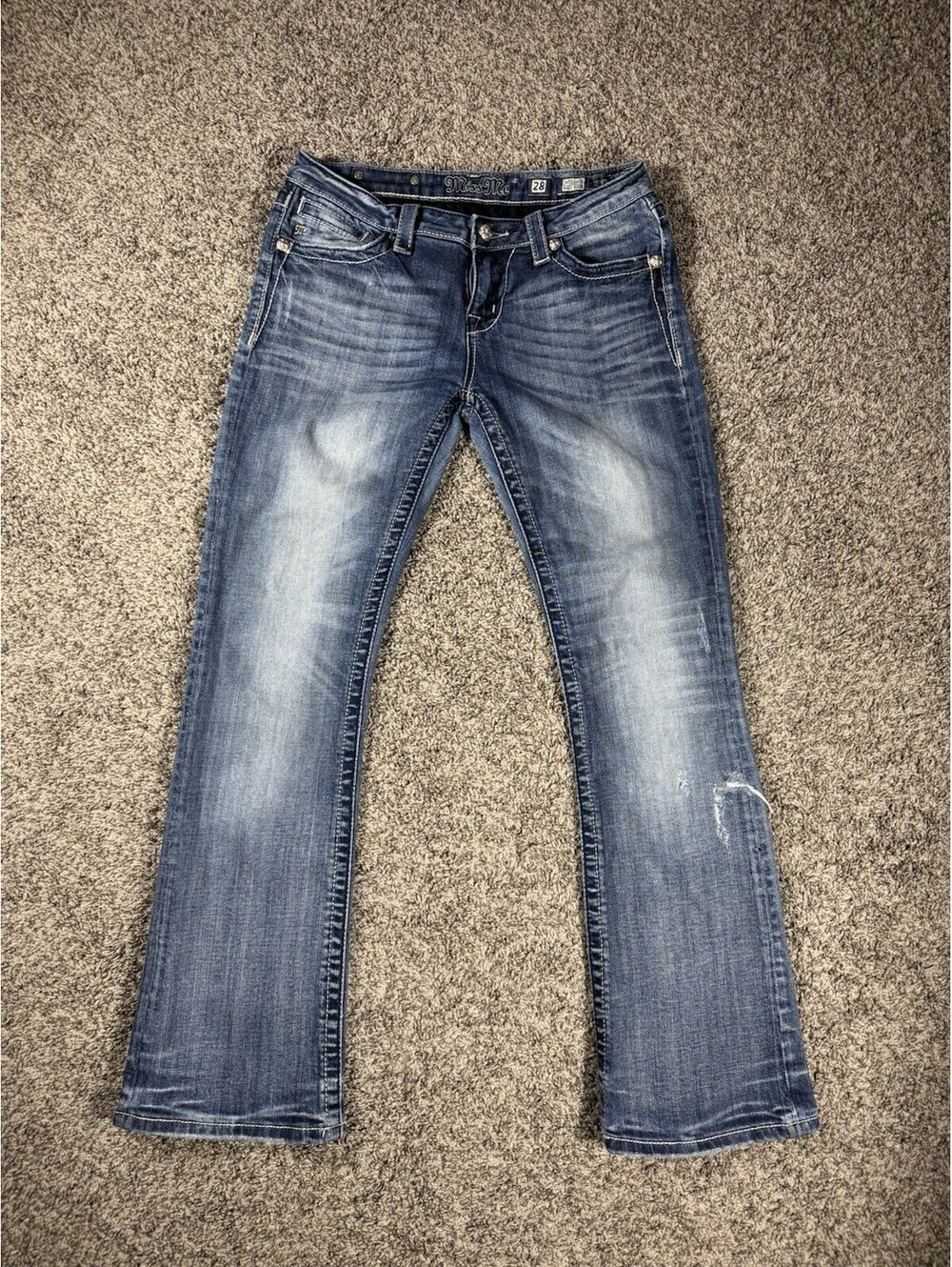 Miss Me Easy Boot Jeans Womens Size 28 Mid‎ Rise Embellished Rhinestone Flare